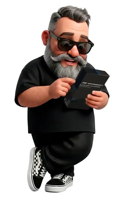 Design de embalagen meu personagem segurando uma caixa