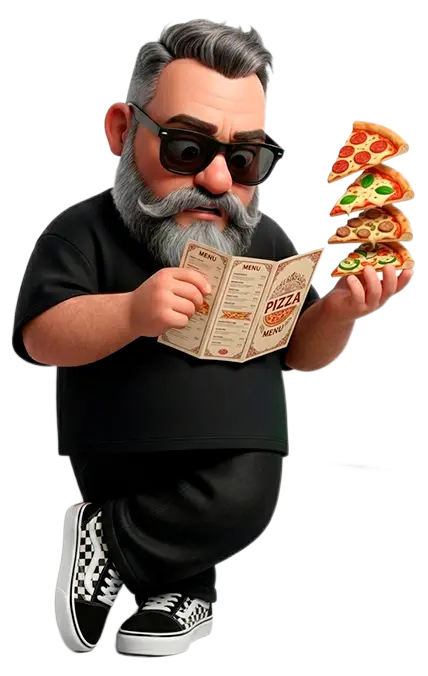 Imagem do meu personagem segurando cardapio ilustrando Material impress